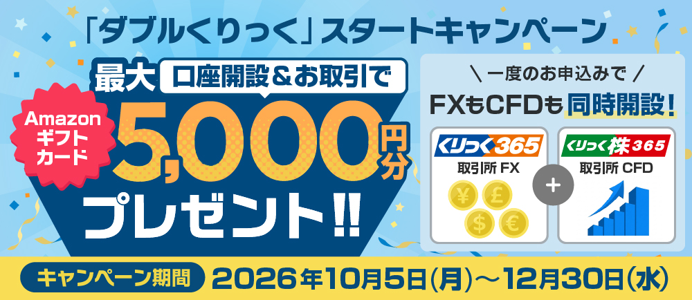 口座開設＆お取引でAmazonギフトカード最大5,000円分プレゼント！「ダブルくりっく」スタートキャンペーン