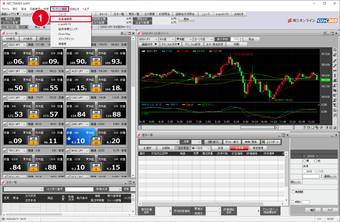 NET_TRADER 365FX画面の画像