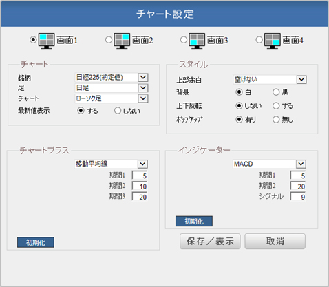チャートの設定画面