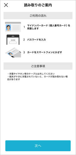 あいしー認証の操作方法の手順が表示されます